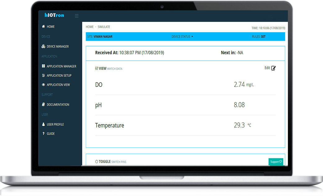 Pond monitoring dashboard